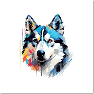 Husky Dog Pet World Animal Lover Furry Friend Abstract Posters and Art